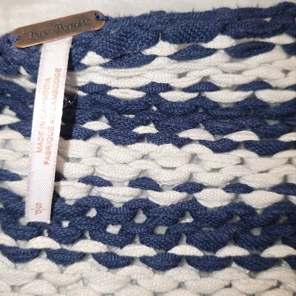 FREE PEOPLE Portland Pullover Navy Blue Stripes Sweater Knit SMALL - Picture 6 of 10